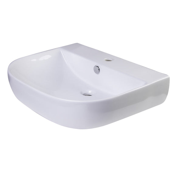 ALFI Brand AB111 24" White D-Bowl Porcelain Wall Mounted Bath Sink