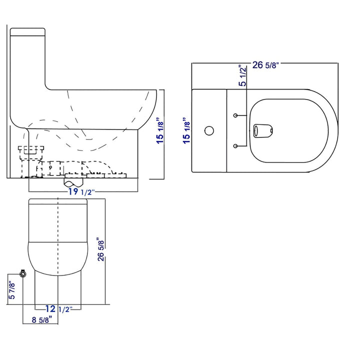 Eago TB351 Dual Flush One Piece High Efficiency Low Flush Ceramic Toilet