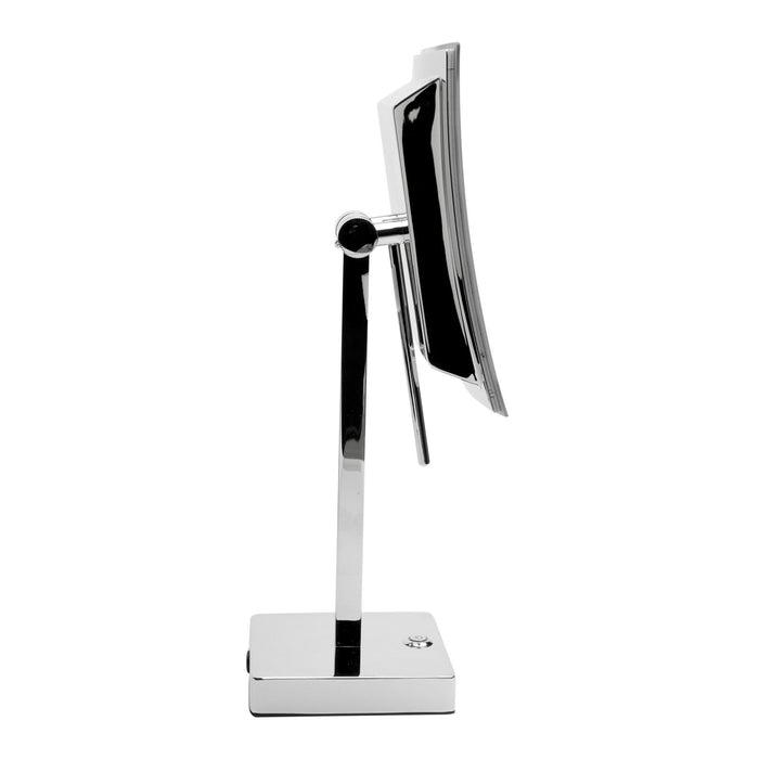 ALFI Brand ABM8FLED-PC Polished Chrome Tabletop Square 8" 5x Magnifying Cosmetic Mirror with Light