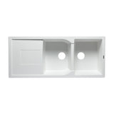ALFI AB4620DI-W White 46" Double Bowl Granite Composite Sink with Drainboard