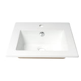 ALFI Brand ABC801 White Modern 17" Square Drop-in Ceramic Sink with Faucet Hole