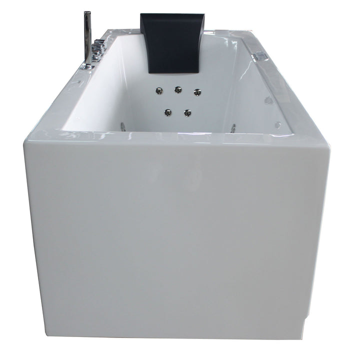 EAGO AM154ETL-L6 6 ft Acrylic White Rectangular Whirlpool Bathtub with Fixtures
