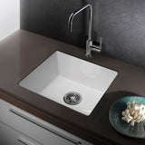 ALFI Brand AB2017 20" White Single Bowl Fireclay Undermount Kitchen Sink