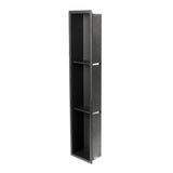 ALFI Brand 8" x 36" Black Matte Stainless Steel Vertical Triple Shelf Bath Shower Niche