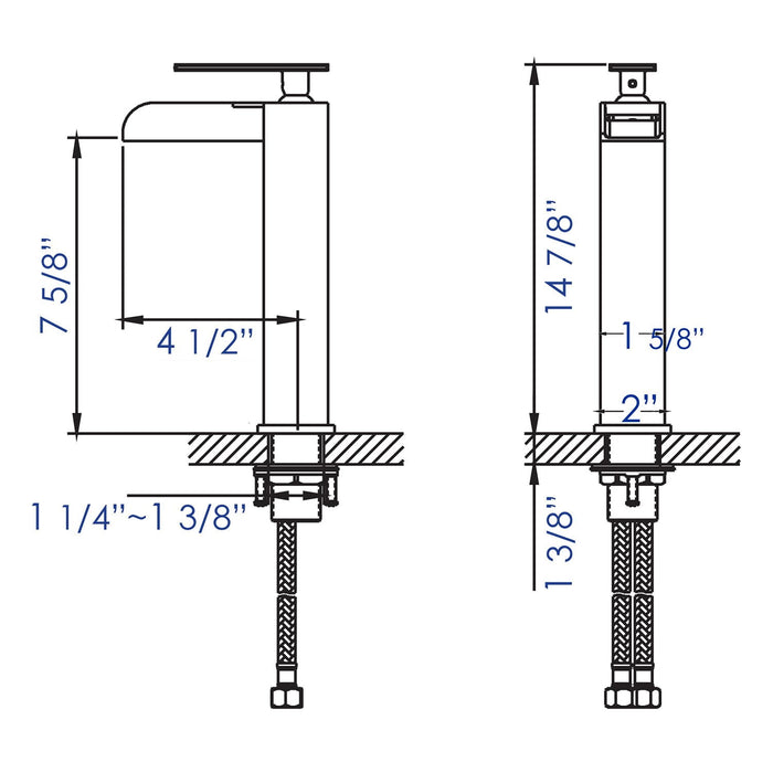 ALFI Brand AB1597-BN Brushed Nickel Single Hole Tall Waterfall Bathroom Faucet